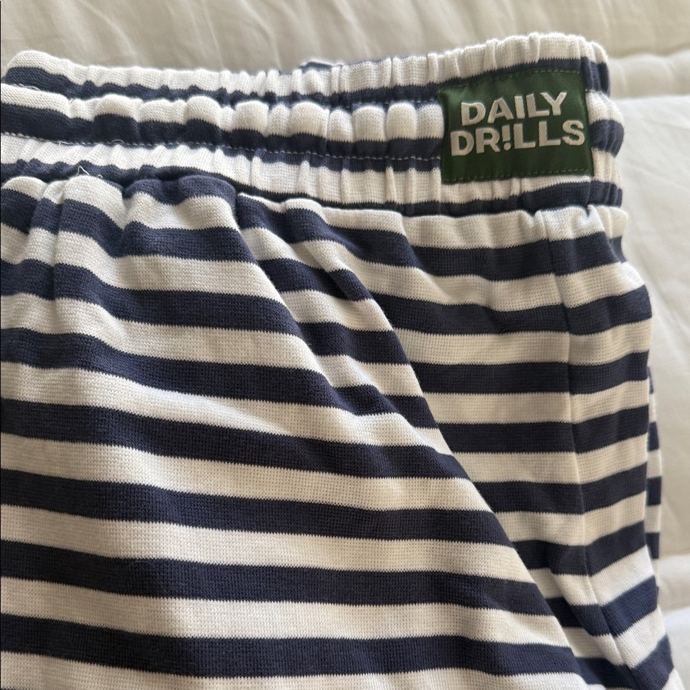 DAILY DRILLS Striped Navy and White Women's Pants - Picture 2 of 3
